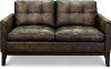 Contemporary Antique Brown Leather Loveseat - Montana