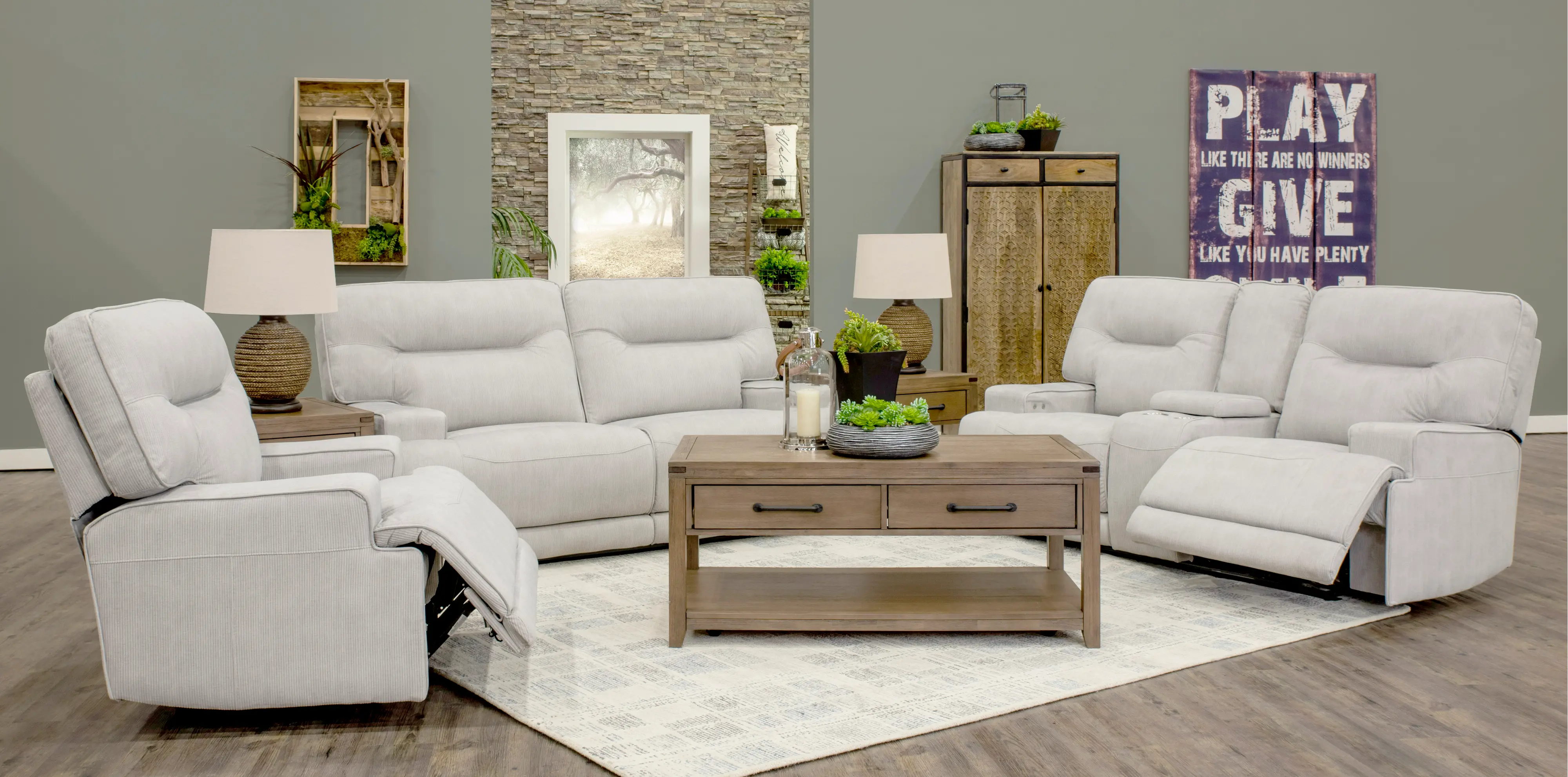 Stanza Sterling Gray Power Reclining Sofa-3