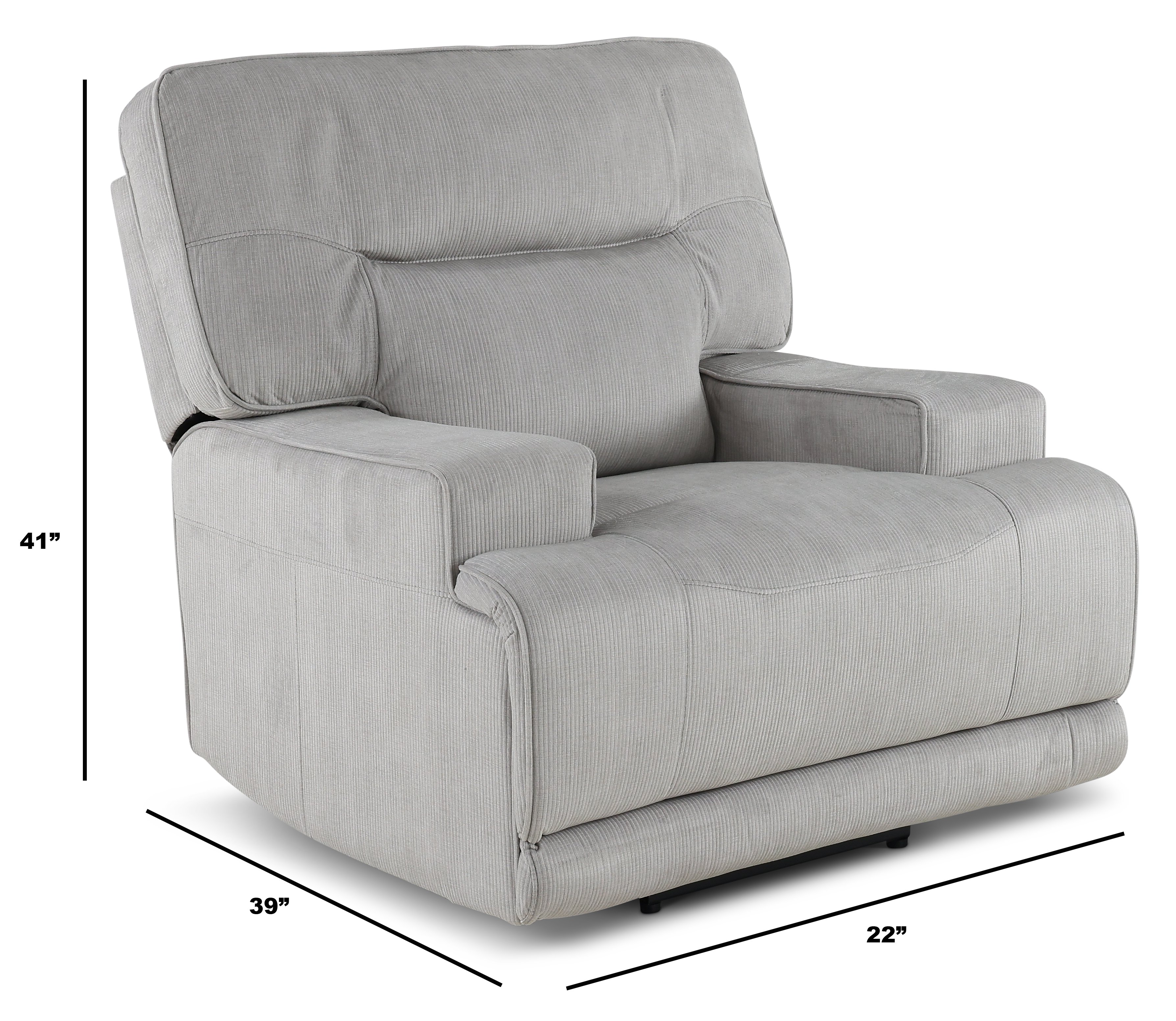 Casual Contemporary Sterling Light Gray Power Recliner - Stanza-4