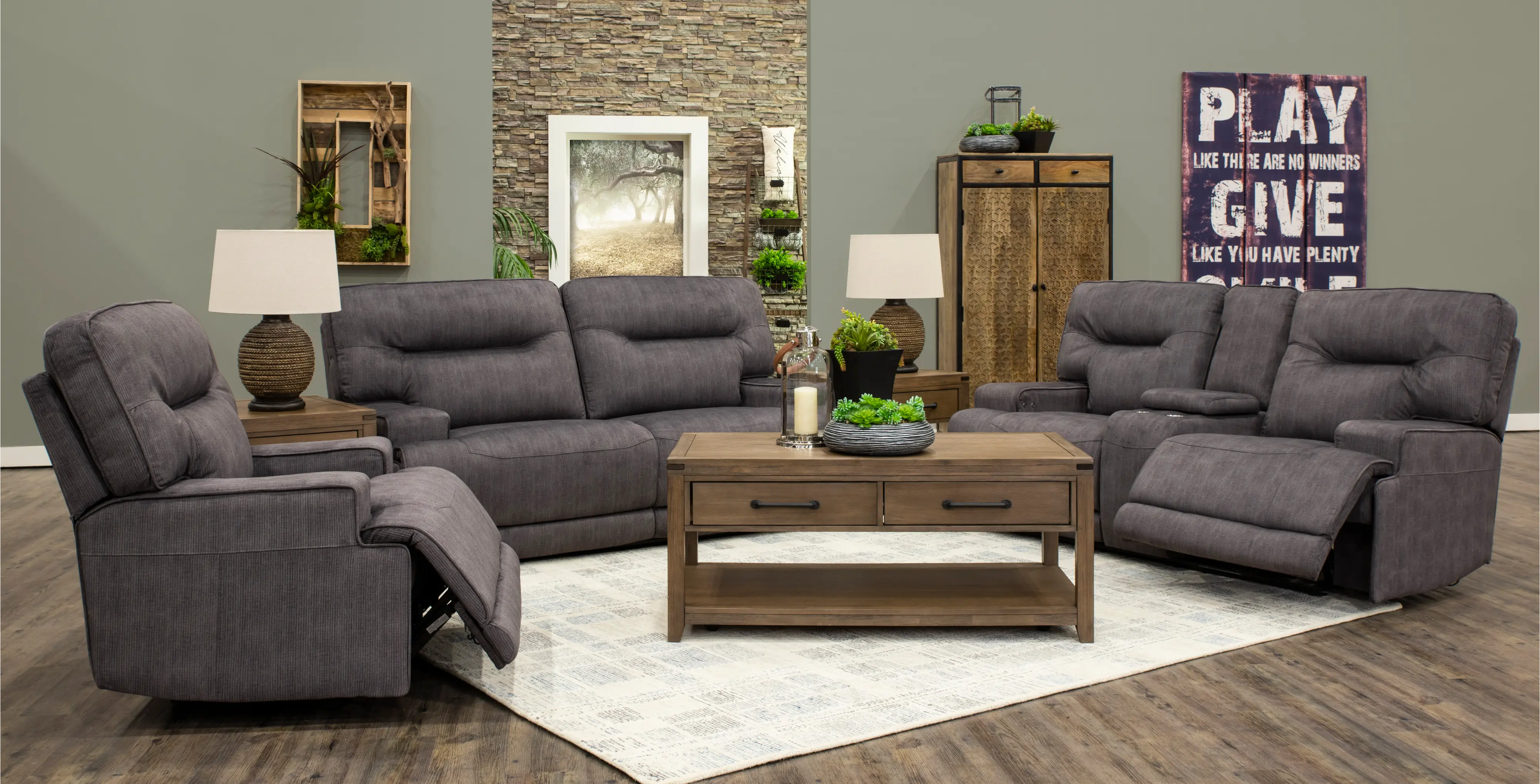 Stanza Charcoal Gray Power Reclining Sofa-3