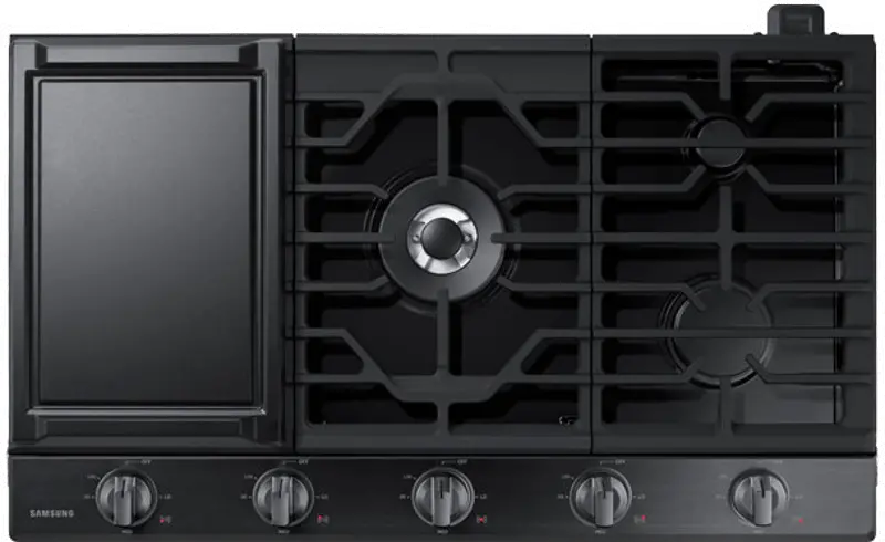 Samsung 36 Inch Smart Gas Cooktop with Griddle - Black Stainless