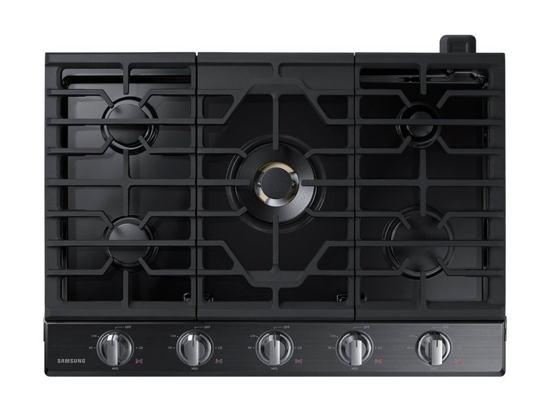 NA30N7755TG Samsung 30 Inch Dual Power Burner Smart Gas Cooktop - Black Stainless Steel-1