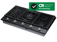NA36N7755TG Samsung 36 Inch Smart Gas Cooktop with 22K BTU Dual Power Burner - Black Stainless Steel-2