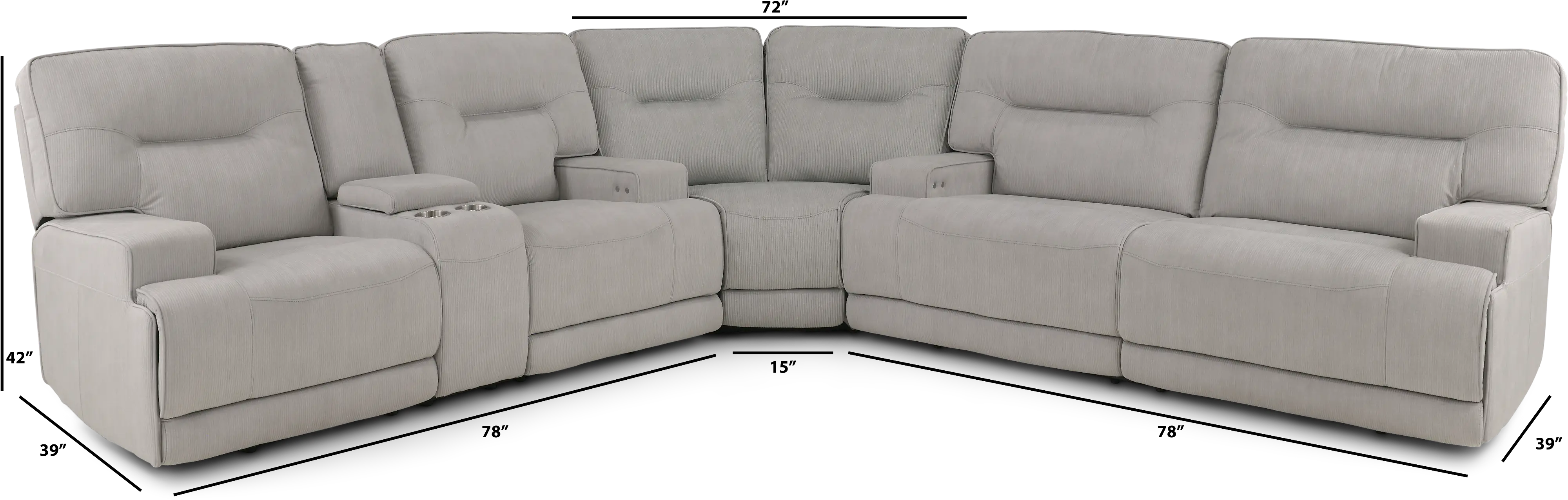 Sterling Gray 3 Piece Power Reclining Sectional Sofa - Stanza-3