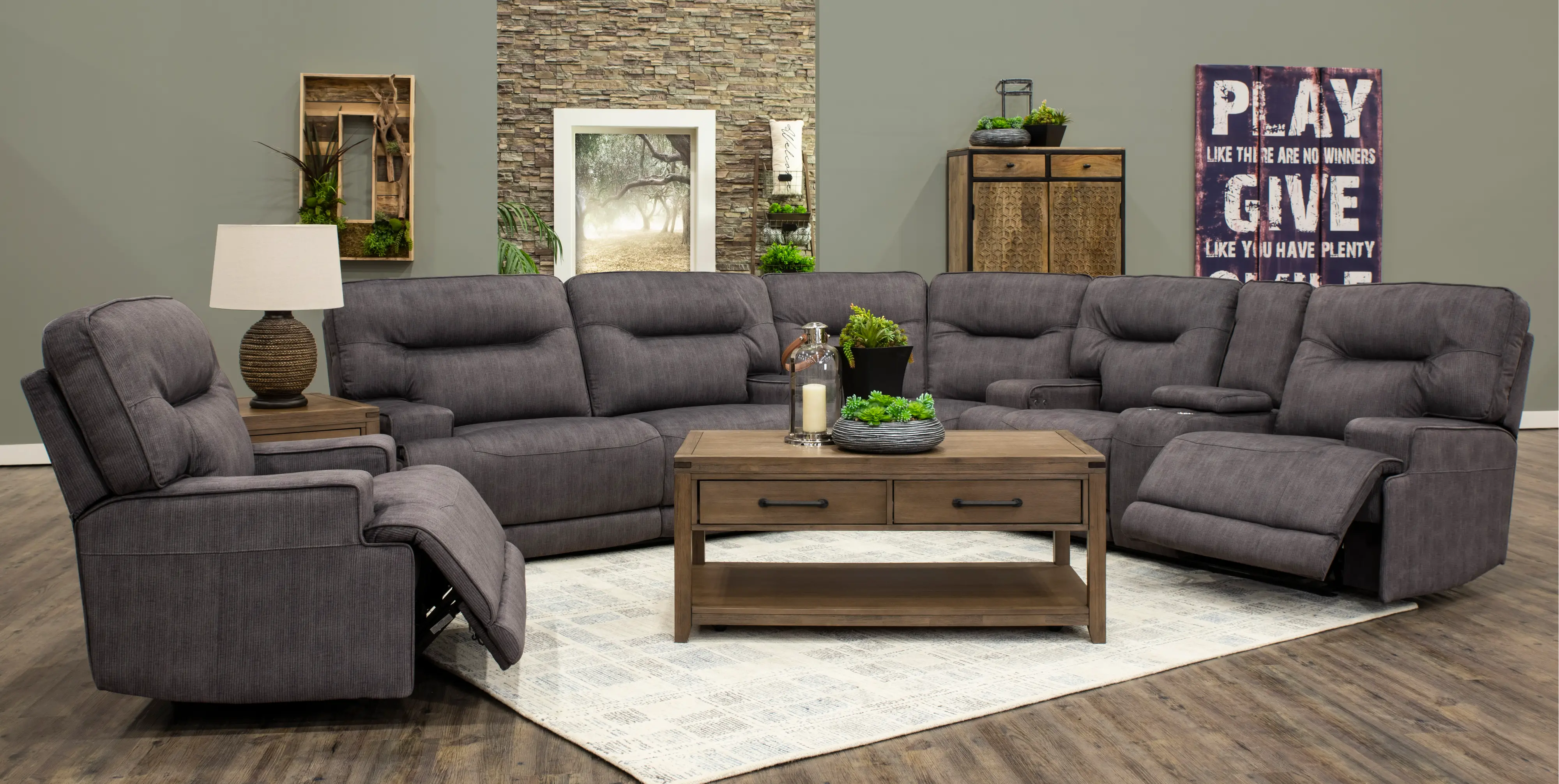Charcoal Gray Power Reclining Sectional Sofa - Stanza-4