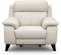 Frost White Leather-Match Power Recliner - Venice