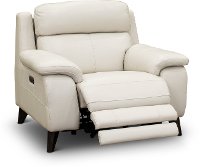 Frost White Leather-Match Power Recliner - Venice-2