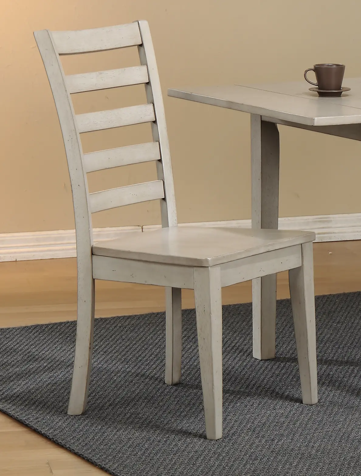 Caramel Light Gray Ladder Back Dining Room Chair-1