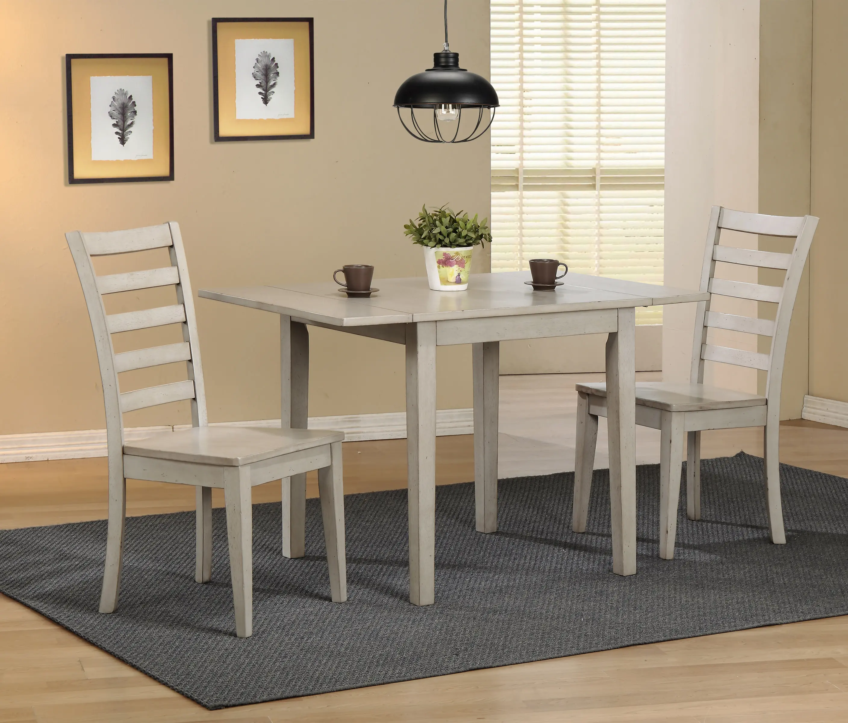 Caramel Light Gray Ladder Back Dining Room Chair-2