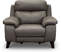Elephant Gray Leather-Match Power Recliner - Venice