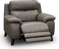 Elephant Gray Leather-Match Power Recliner - Venice-2