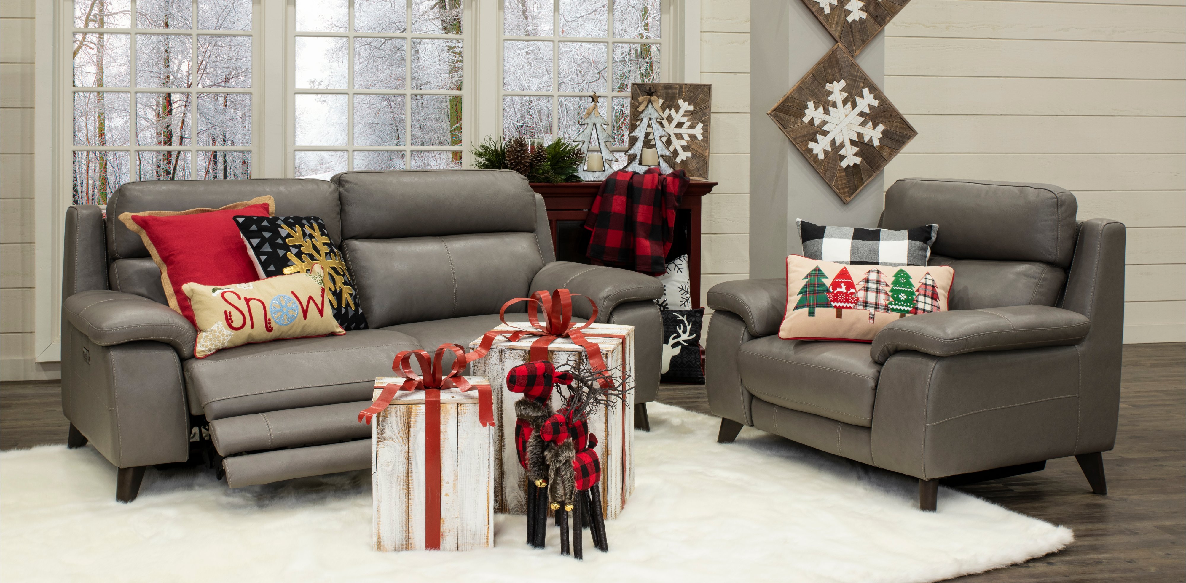 Venice Elephant Gray Leather-Match Power Recliner-4