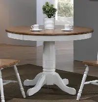 Modern Two-Tone Brown and White Round Dining Table - Pacifica