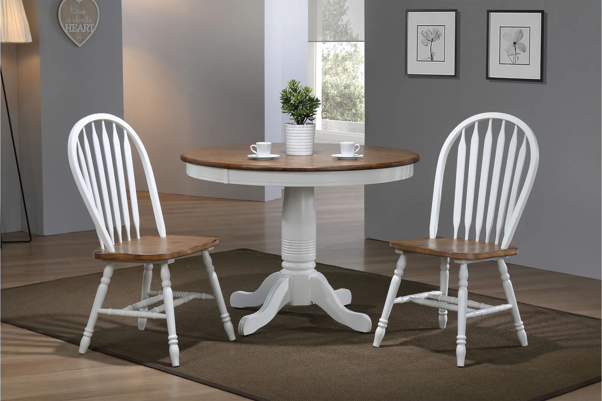 Modern Two-Tone Brown and White Round Dining Table - Pacifica-3