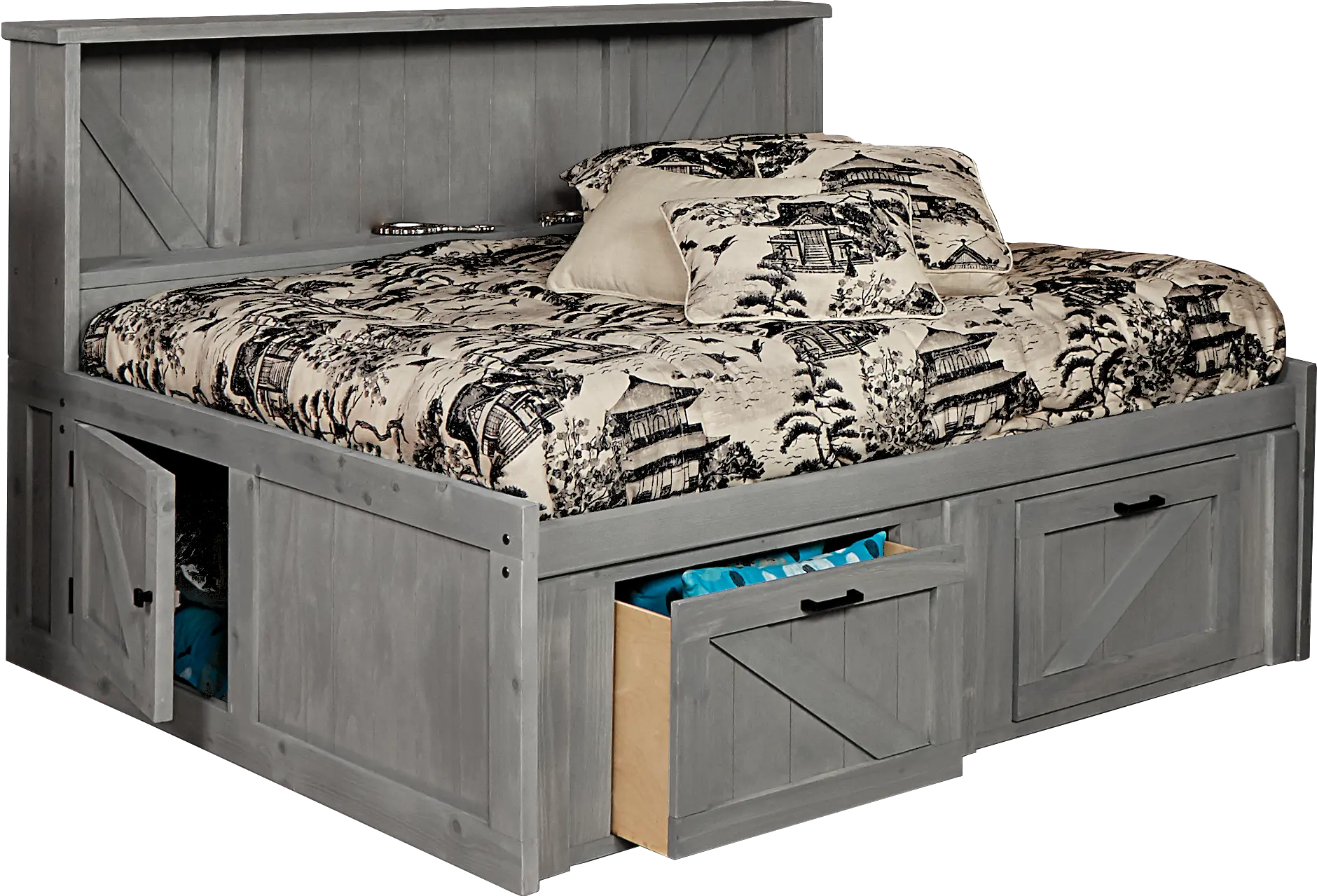 Rustic Gray Full Roomsaver Storage Bed - Urban Ranch-1