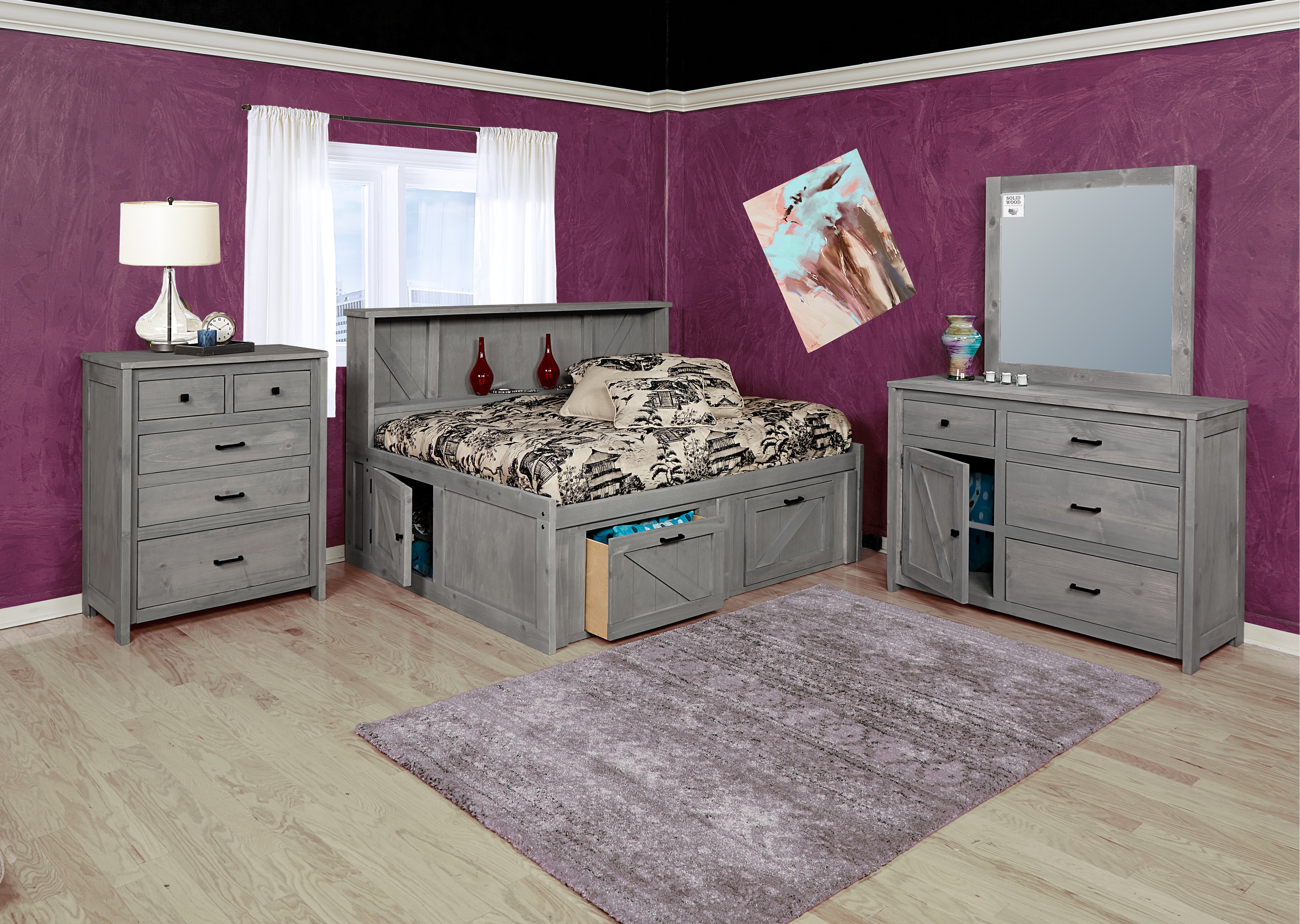 Rustic Gray Full Roomsaver Storage Bed - Urban Ranch-2