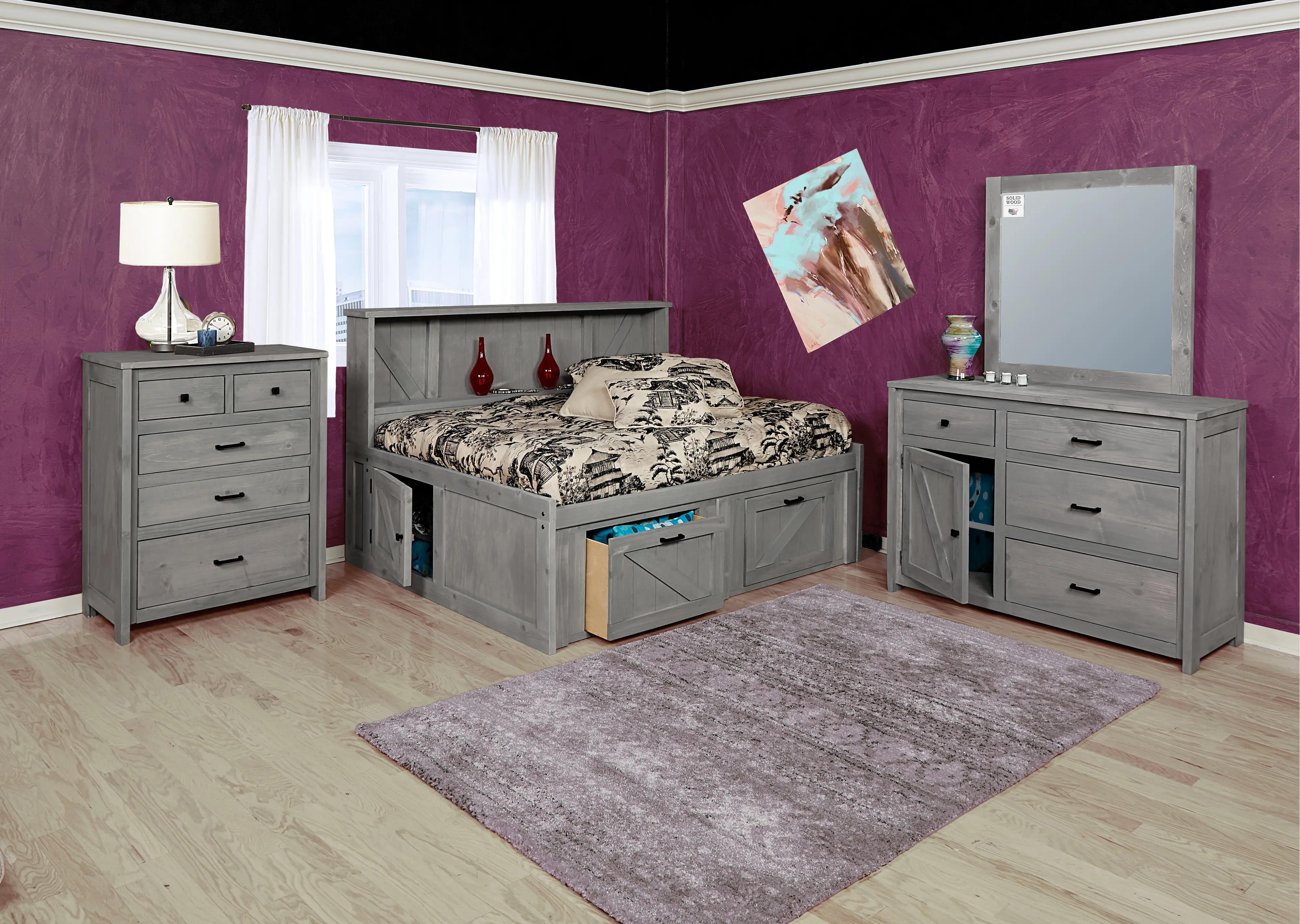 Rustic Gray Full Roomsaver Storage Bed - Urban Ranch-2