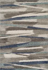 RC7MU5X7 Rocco 5 x 7 Transitional Gray and Blue Shag Rug