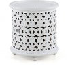 Contemporary White Round End Table - Marguerite
