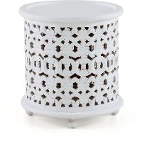 Contemporary White Round End Table - Marguerite