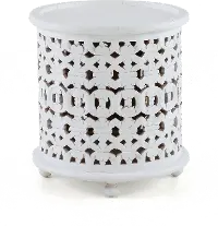 Marguerite White Round End Table