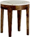Brown and White Marble End Table - Marmoreal