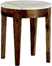 Brown and White Marble End Table - Marmoreal