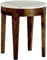 Marmoreal Brown and White Marble End Table