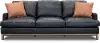 Westport Mid Century Modern Dark Blue Leather Sofa