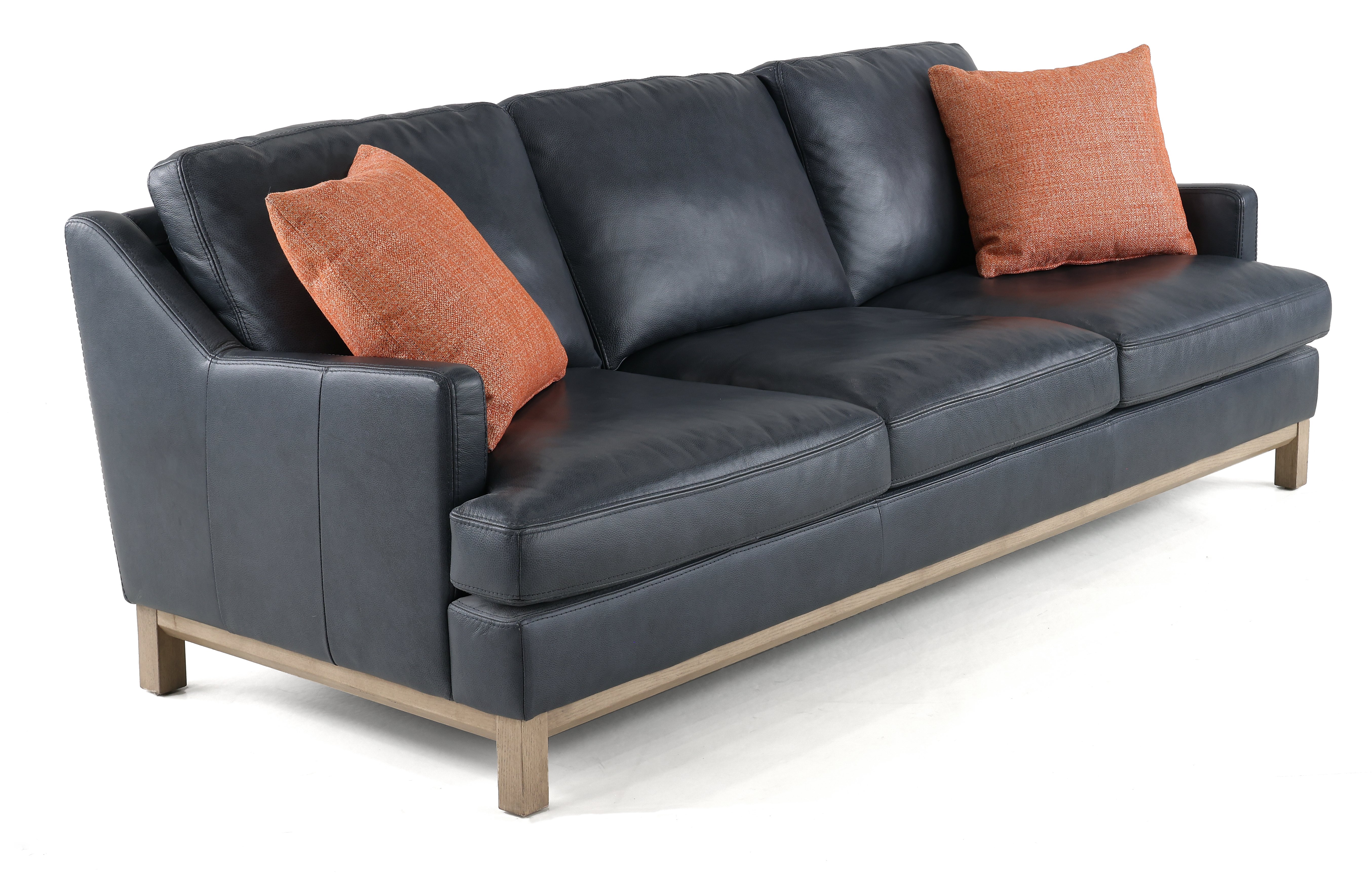 Westport Mid Century Modern Dark Blue Leather Sofa-3