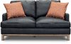Mid Century Modern Dark Blue Leather Loveseat - Westport