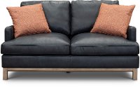 Mid Century Modern Dark Blue Leather Loveseat - Westport