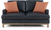 Mid Century Modern Dark Blue Leather Loveseat - Westport-2