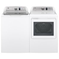 KIT GE Top Load Washer and Front Load Gas Laundry Pair - White