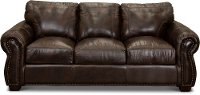 Traditional Brown Leather Sofa Bed - Molasses