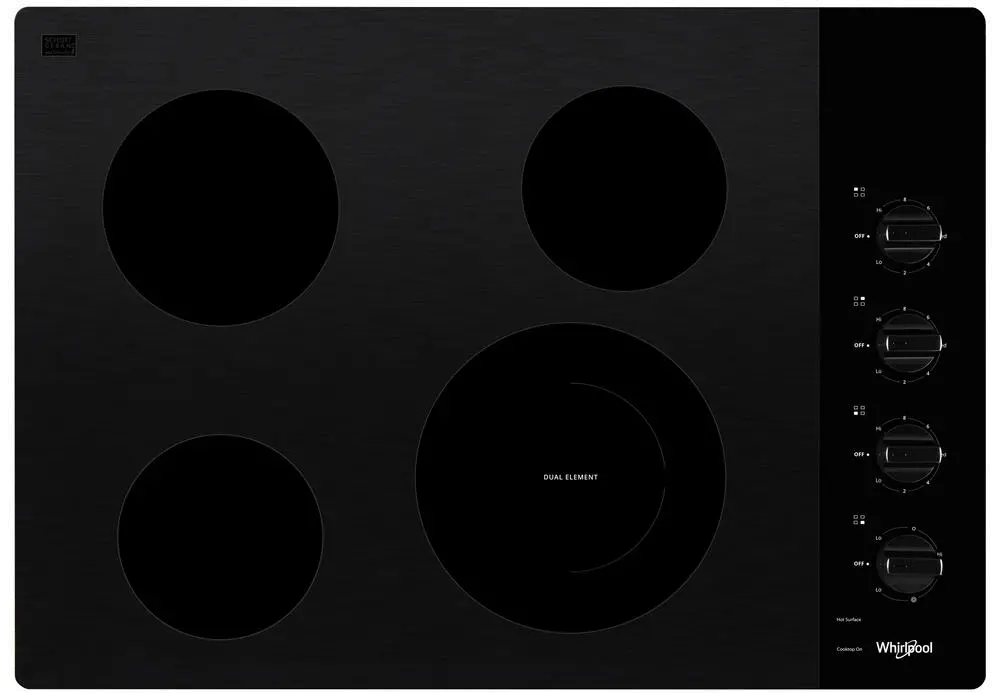 WCE55US0HS Whirlpool 30 Inch Smooth Electric Cooktop - Black-1
