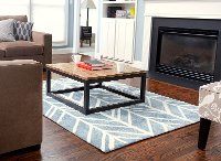5 x 7 Medium Bamboo Ivory and Blue Rug - Naturals-3