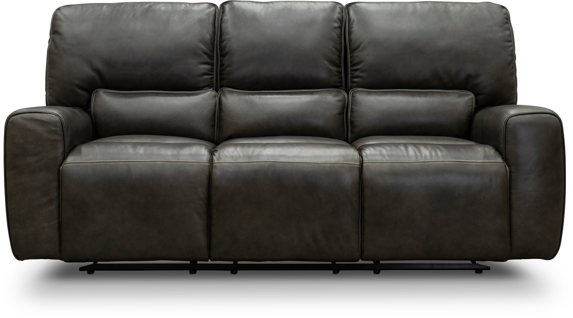 Charcoal Gray Leather-Match Triple Power Reclining Sofa - Madrid-1