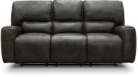 Charcoal Gray Leather-Match Triple Power Reclining Sofa - Madrid