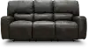 Madrid Charcoal Gray Leather-Match Triple Power Reclining Sofa