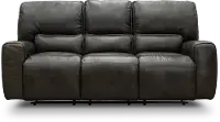 Madrid Charcoal Gray Leather-Match Triple Power Reclining Sofa