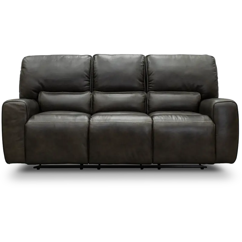 Madrid Charcoal Gray Leather-Match Triple Power Reclining Sofa