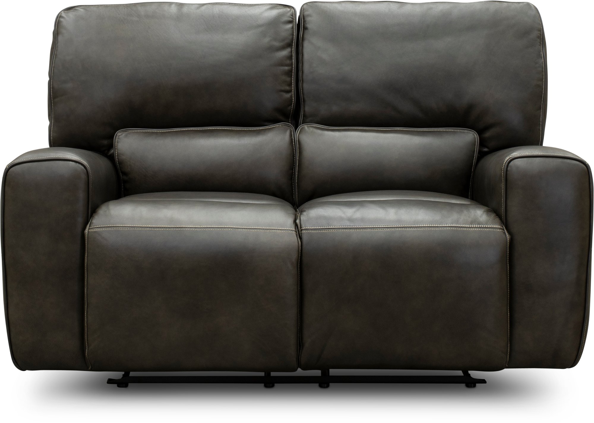 Charcoal Gray Leather-Match Power Reclining Loveseat - Madrid-1