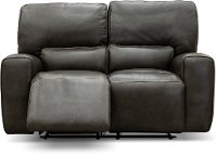 Charcoal Gray Leather-Match Power Reclining Loveseat - Madrid-2