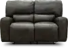 Clearance Madrid Charcoal Gray Leather-Match Power Reclining Loveseat