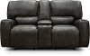 Charcoal Gray Leather-Match Power Reclining Loveseat with Console - Madrid