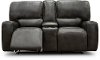 Charcoal Gray Leather-Match Power Reclining Loveseat with Console - Madrid-2
