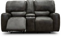 Charcoal Gray Leather-Match Power Reclining Loveseat with Console - Madrid-2