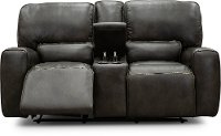 Charcoal Gray Leather-Match Power Reclining Loveseat with Console - Madrid-3