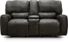 Madrid Charcoal Gray Leather-Match Power Reclining Loveseat with Console